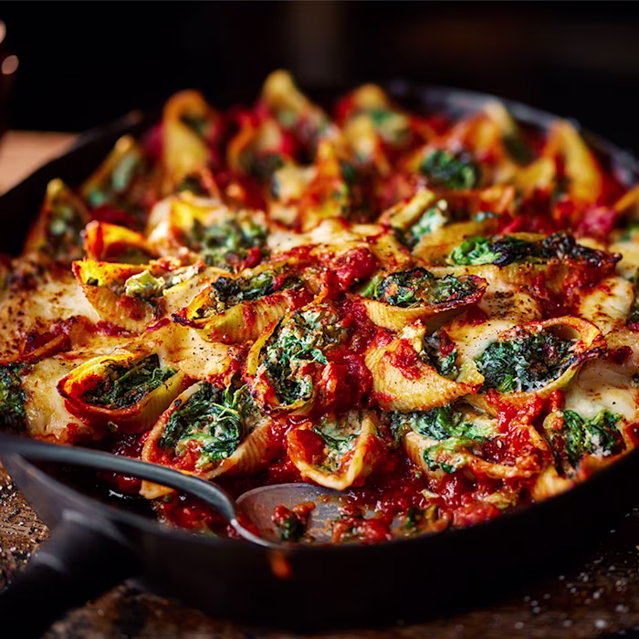 Tom Kerridge’s Baked Greens and Ricotta Pasta Shells