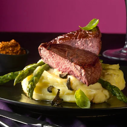 Valentine's Fillet Steak with Red Hot Pesto