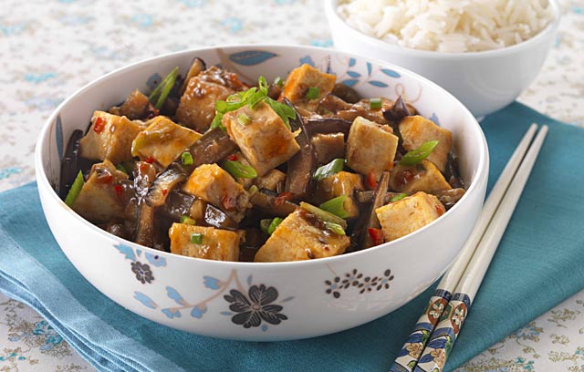 Sichuan-Style Aubergine with Tofu