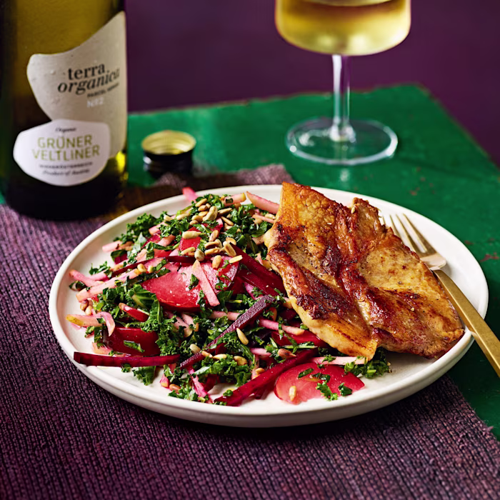 Pork Steaks with Fruity Kale Slaw