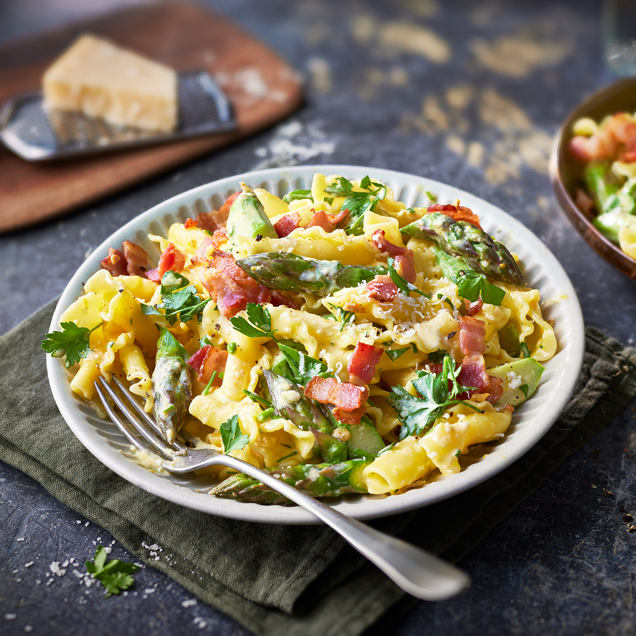 Tom Kerridge’s Creamy Asparagus and Bacon Pasta