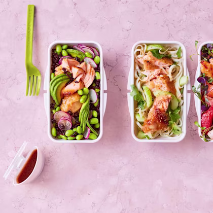 Black rice and miso salmon rice bowl