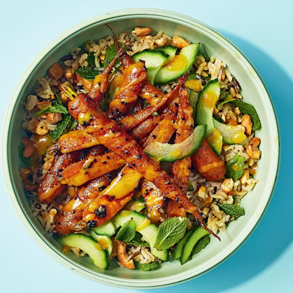 Curried Carrot and Grain Salad with Lime Pickle Dressing