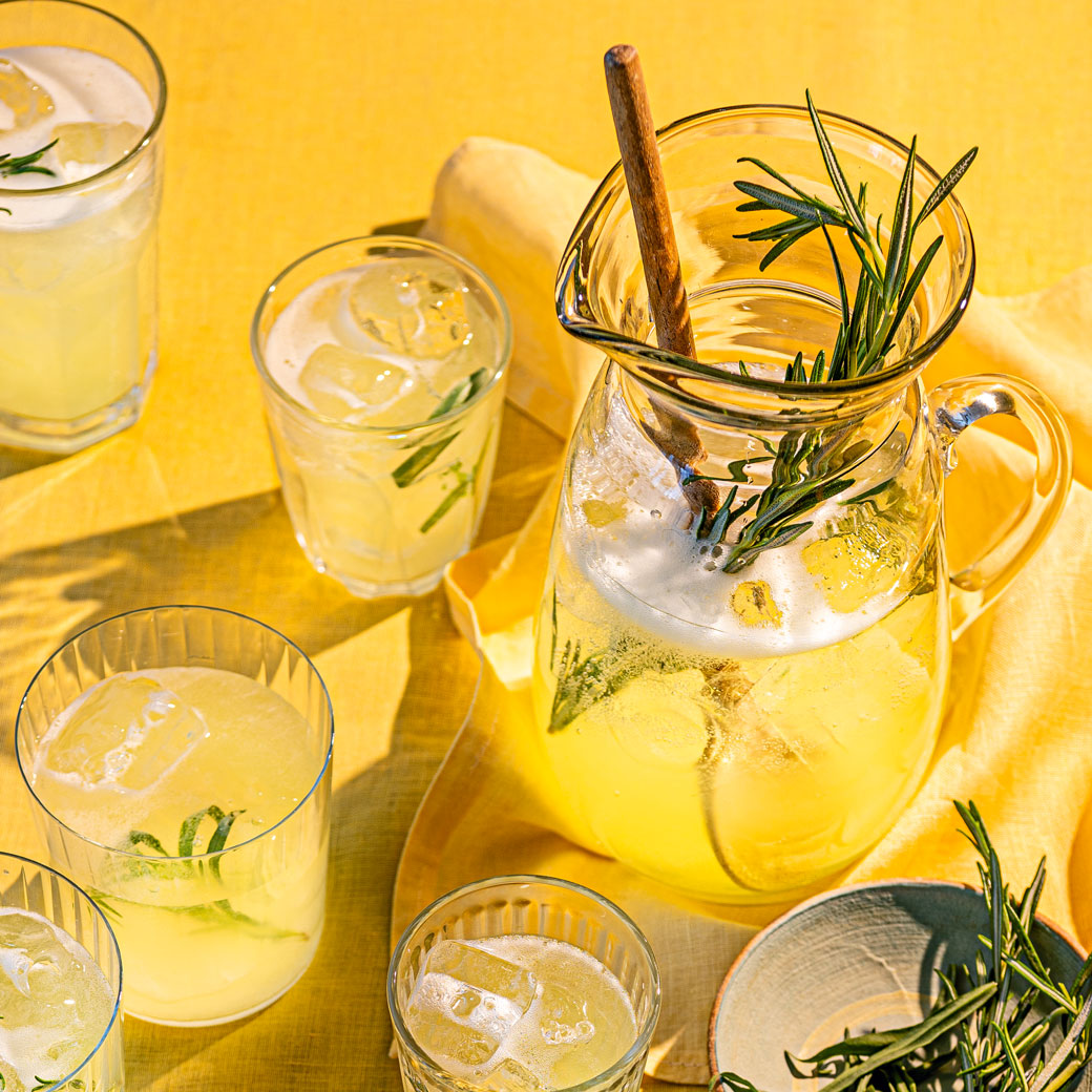 Limoncello, Rose Water and Rosemary Spritz