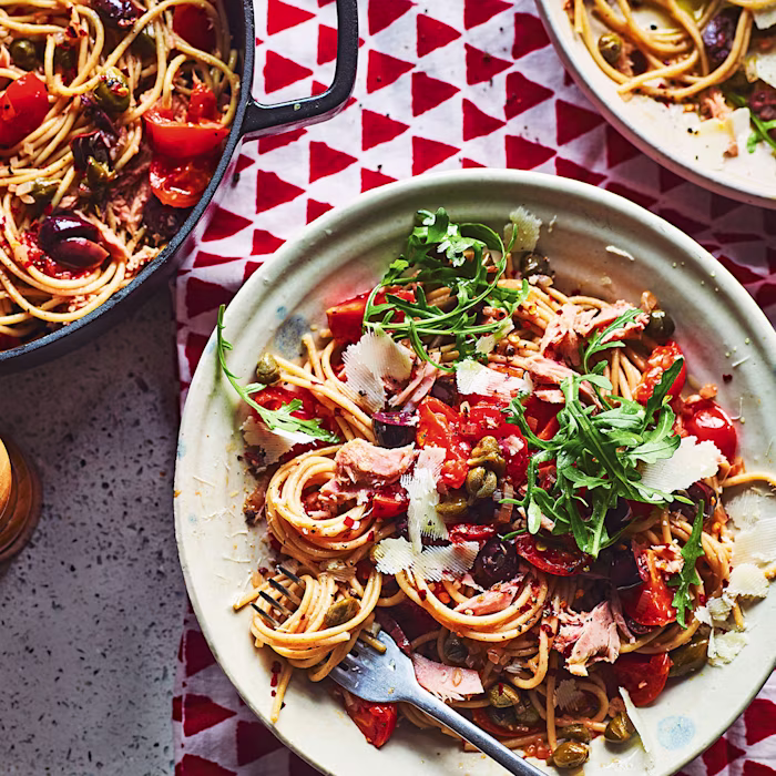 Med-Style Tuna Spaghetti