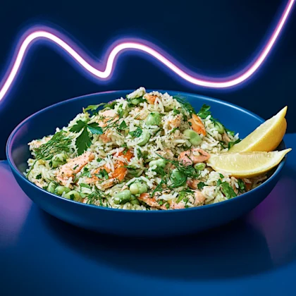 Perfect Rice with Smoked Trout and Broad Beans