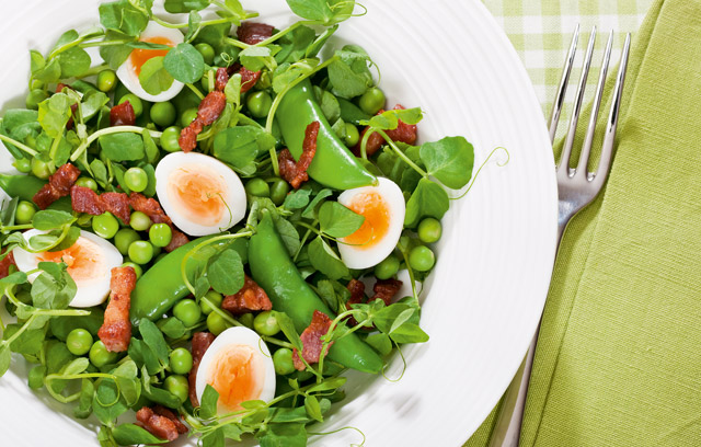 Three Pea Salad with Quails' Eggs