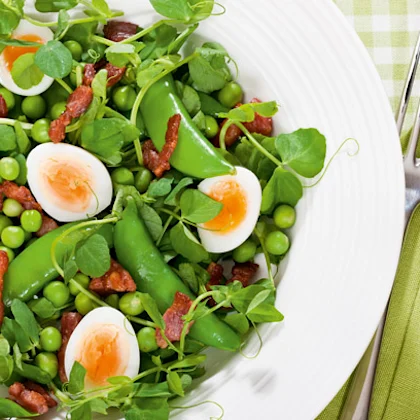 Three Pea Salad with Quails' Eggs