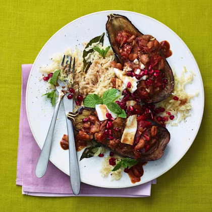 Twice-Baked Aubergine with Pilaf