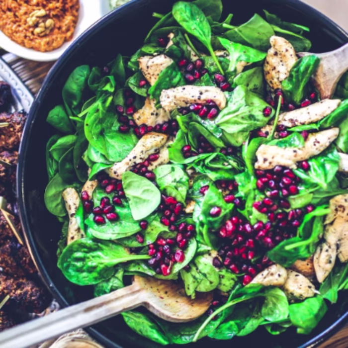 Chicken Spinach Salad with Pomegranate