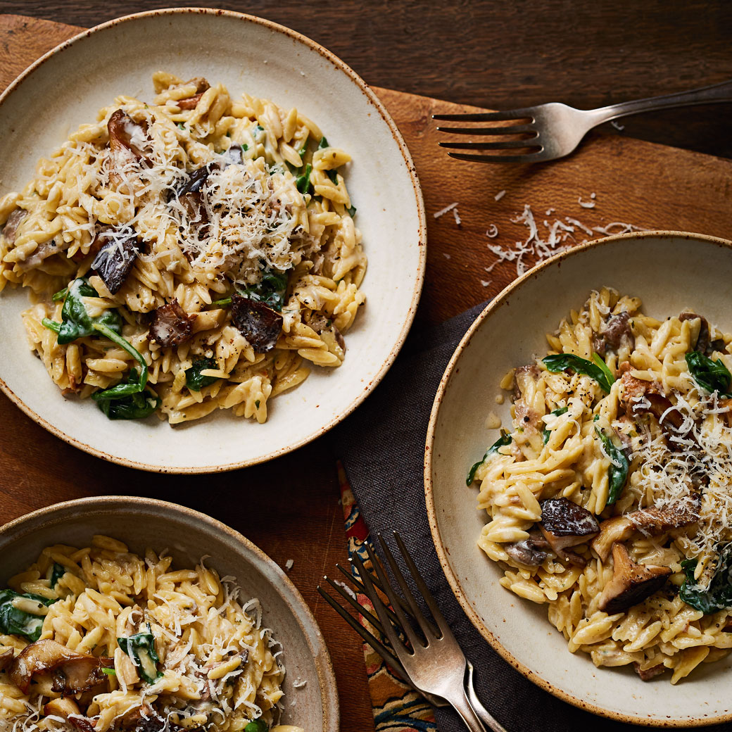 Creamy Mushroom and Spinach Orzo