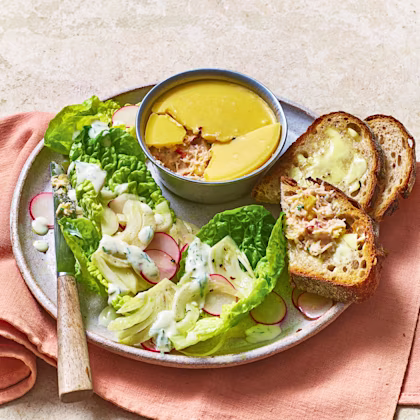 Potted Crab with Baby Gem, Fennel and Radish Salad