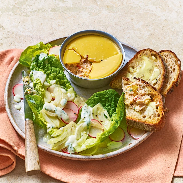 Potted Crab with Baby Gem, Fennel and Radish Salad