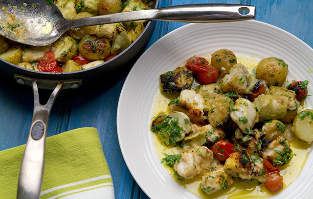 Monkfish with Artichoke Hearts