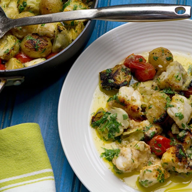 Monkfish with Artichoke Hearts