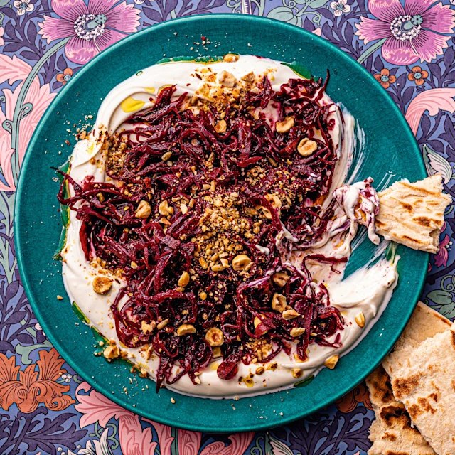 Labneh with Spiced Red Cabbage and Dukkah