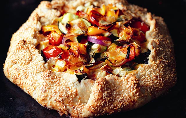 British Brie & Roasted Vegetable Pie