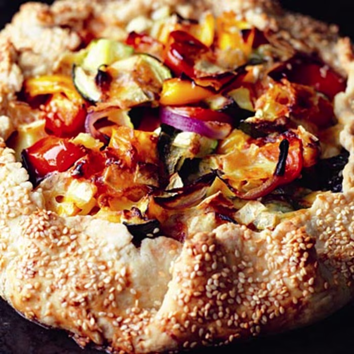British Brie & Roasted Vegetable Pie