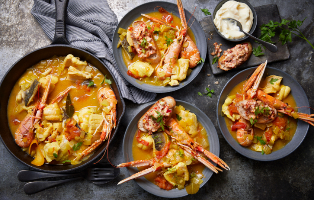 Bourride of Sea Bass, Sole & Langoustines