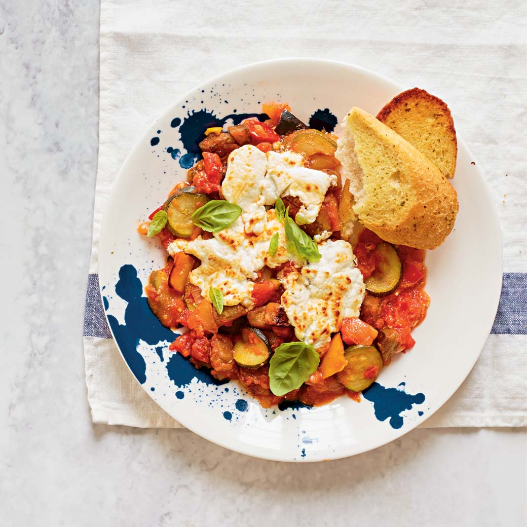Ratatouille with Goat’s Cheese and Garlic Bread