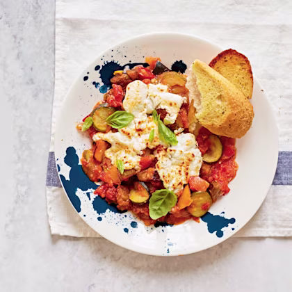 Ratatouille with Goat’s Cheese and Garlic Bread