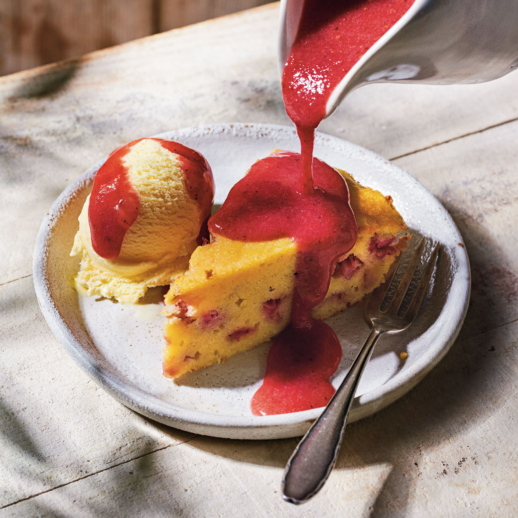 Whole-fruit Polenta Cake and Berry Sauce