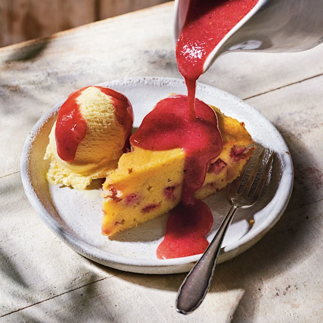 Whole-fruit Polenta Cake and Berry Sauce