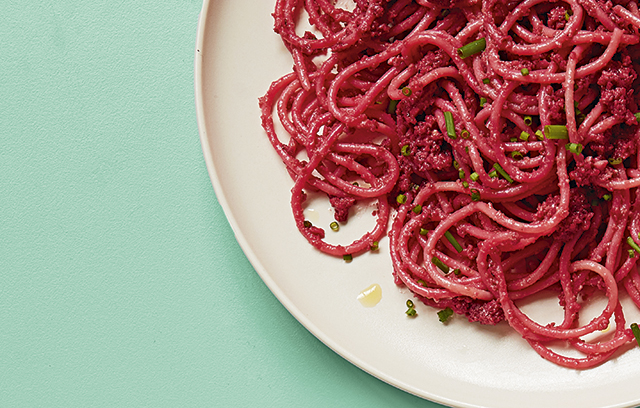 Pink Beetroot Pesto Pasta
