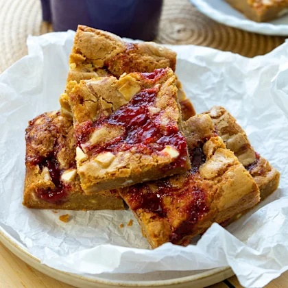 Strawberry White Chocolate Blondies