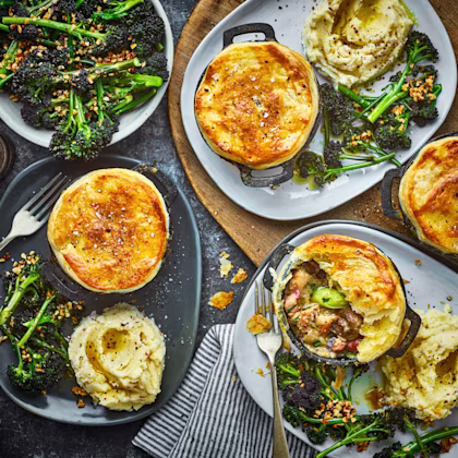 Chicken, Leek and Mushroom Pie with Mustard Mash