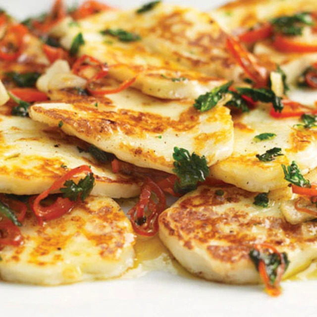 Halloumi with Garlic, Chilli, and Coriander