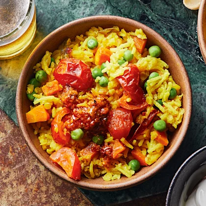 Rice and Lentil Traybake