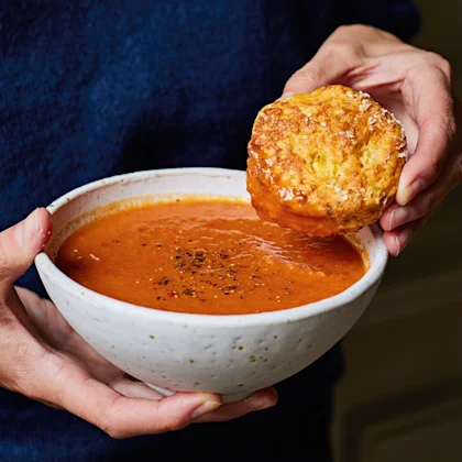 Mixed Pepper Soup with Cheese Scones