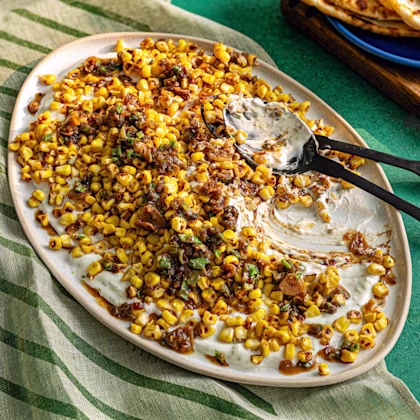 Charred Corn, Crispy Garlic Brown Butter and Lime