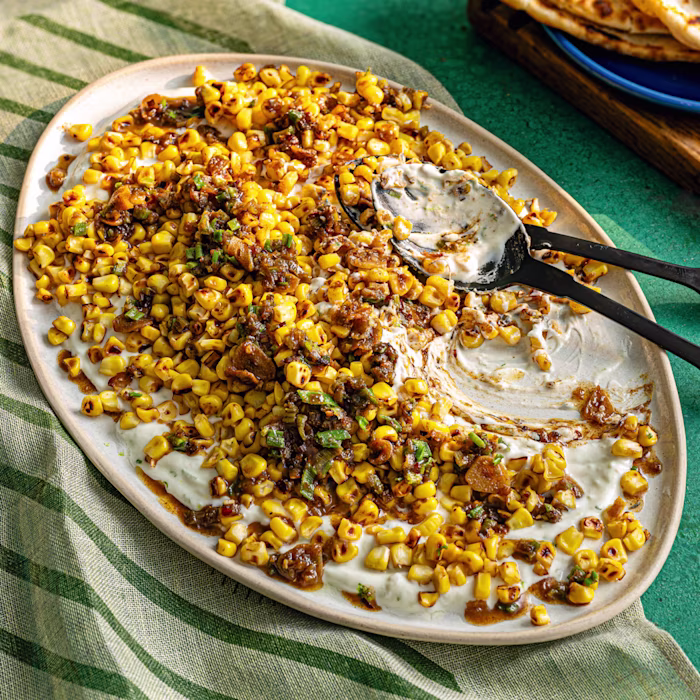 Charred Corn, Crispy Garlic Brown Butter and Lime