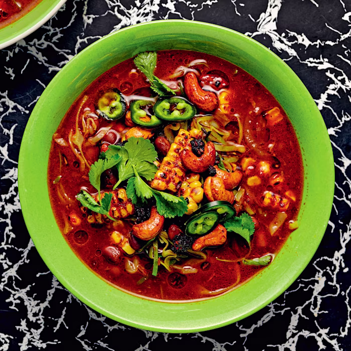 Cocoa-spiced Sweetcorn and Black Bean Soup
