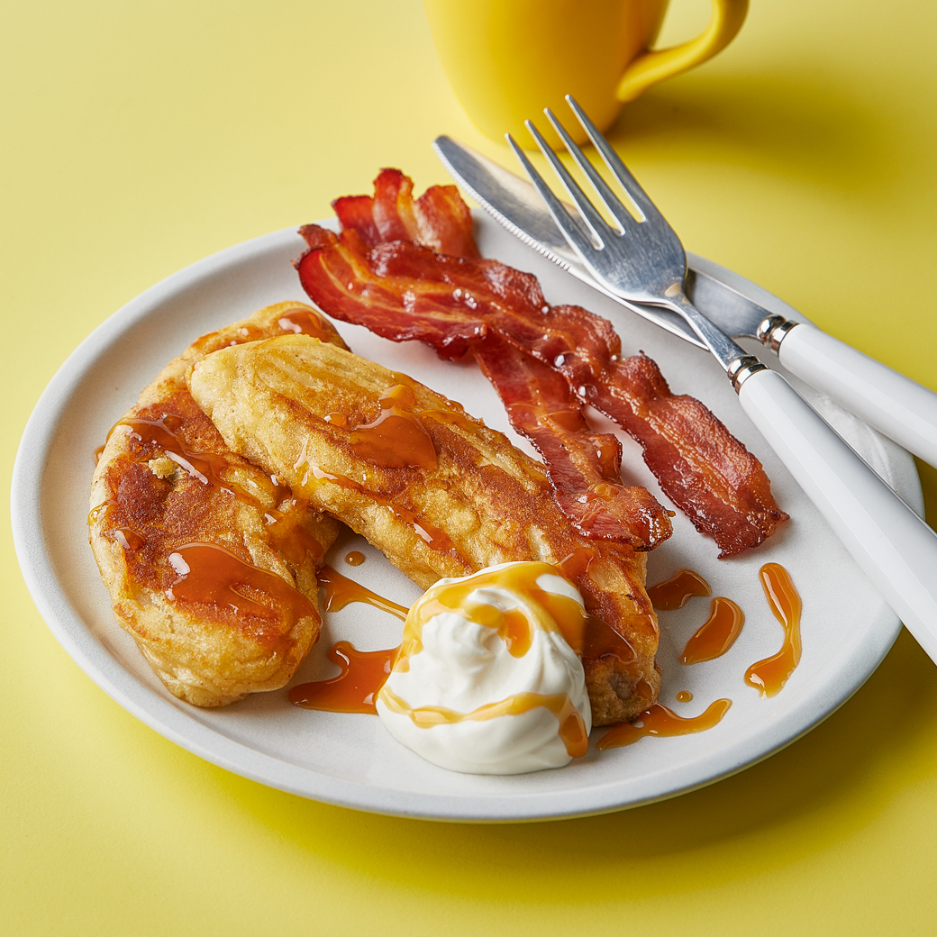 Miso-battered Bananas with Maple-soy Syrup