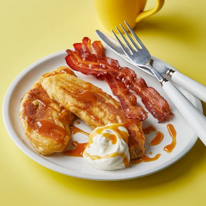 Miso-battered Bananas with Maple-soy Syrup