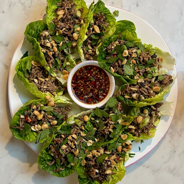 Mince Lettuce Larb Inspired Wraps