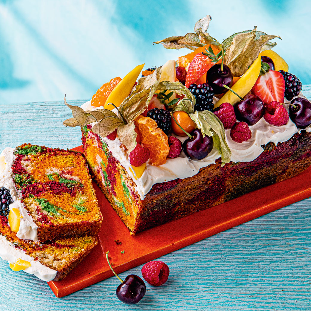 Fruit Salad Marble Cake