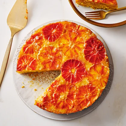 Vegan Upside-down Blood Orange Polenta Cake