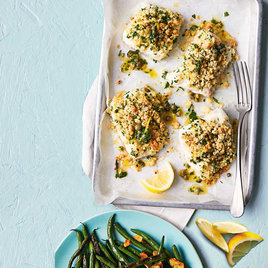 Almond-Crusted Cod with Lemon and Parsley Butter