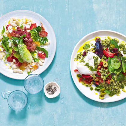 Cannellini Bean & Bacon Salad with Sicilian Tomatoes & Garlic Mayo