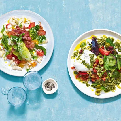 Cannellini Bean & Bacon Salad with Sicilian Tomatoes & Garlic Mayo
