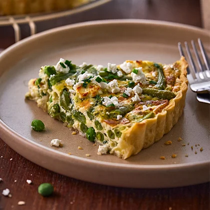 Green Bean, Pea and Feta Quiche