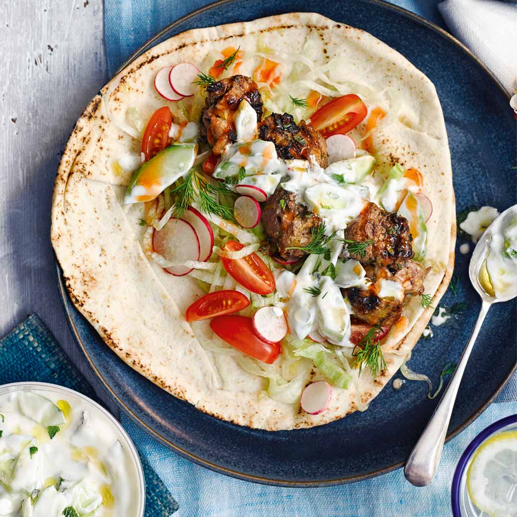 Lemony Lamb Souvlaki with Minted Ttzatziki
