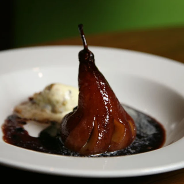 Poached Pears in Red Wine