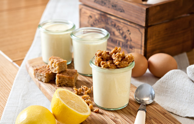 St. Clement's Mousse with Crunchy Flapjack Topping