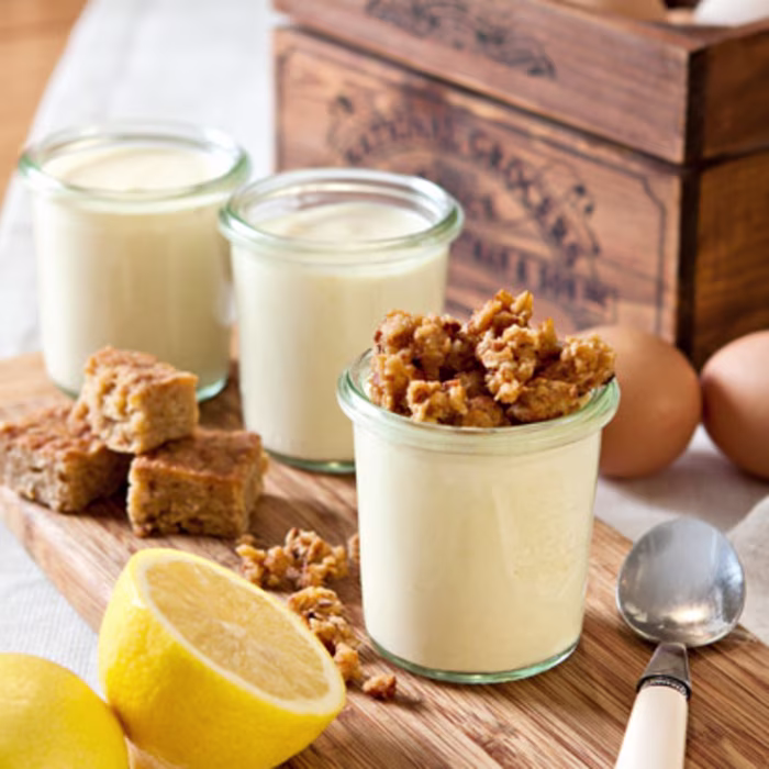 St. Clement's Mousse with Crunchy Flapjack Topping