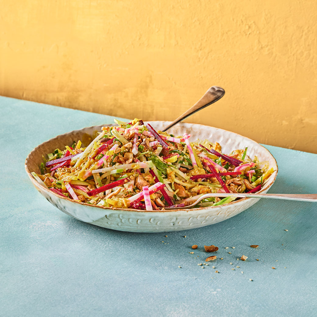 Rainbow Slaw with Satay-style Dressing 